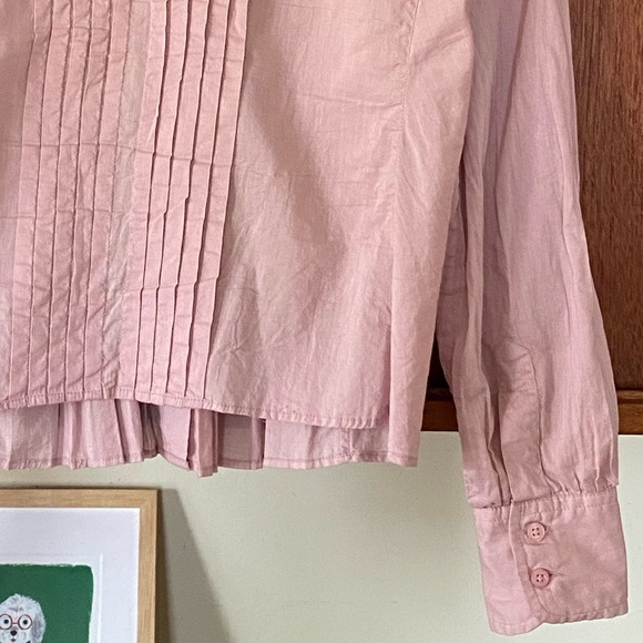Anthropologie Odille pinkish/lavender shirt. Pleated in front and middle back. - Picture 11 of 13